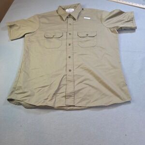 Vintage Sears Work Shirt Mens XL Tan Short Sleeve Perma-Prest Khaki